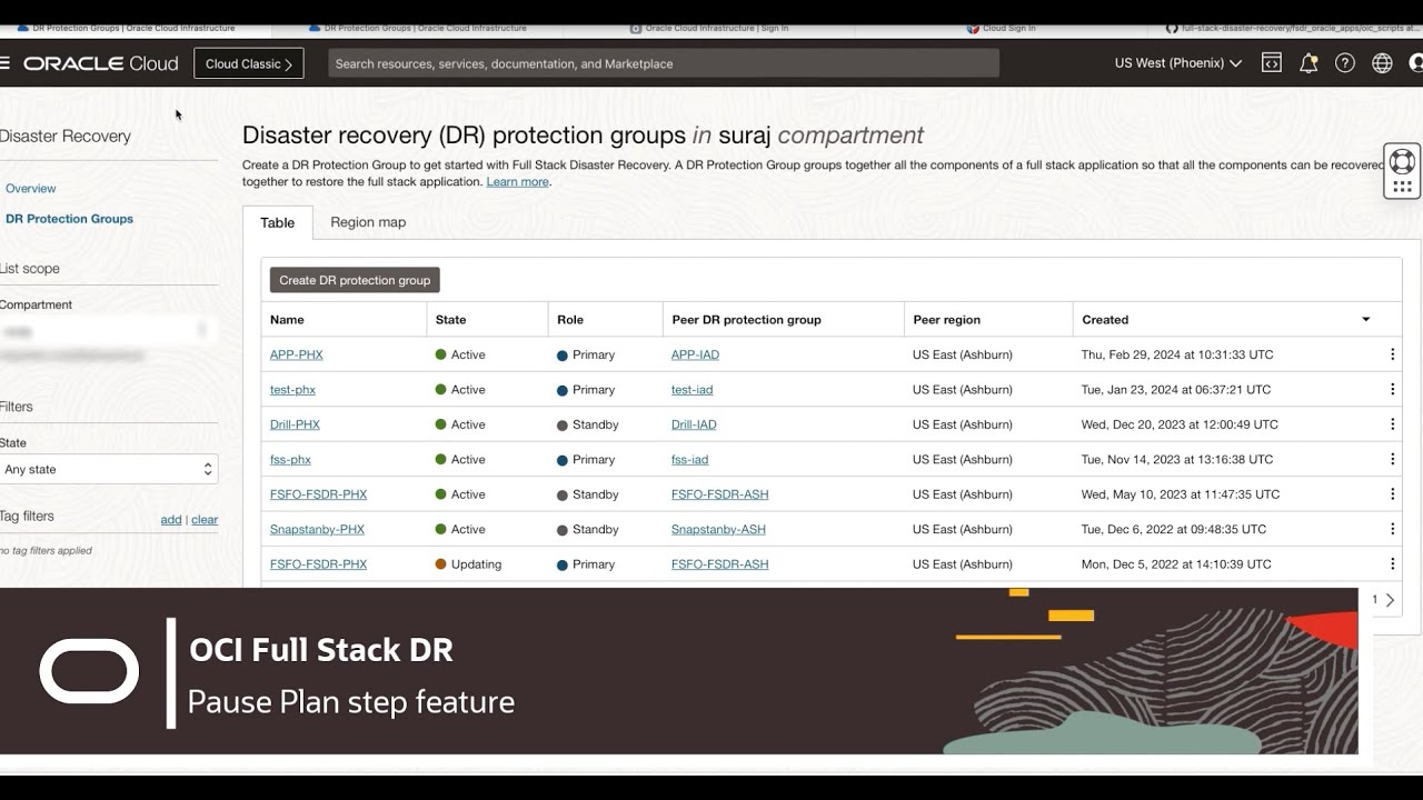surajmalli's tweet card. Pause plan group in OCI Full Stack DR plans
