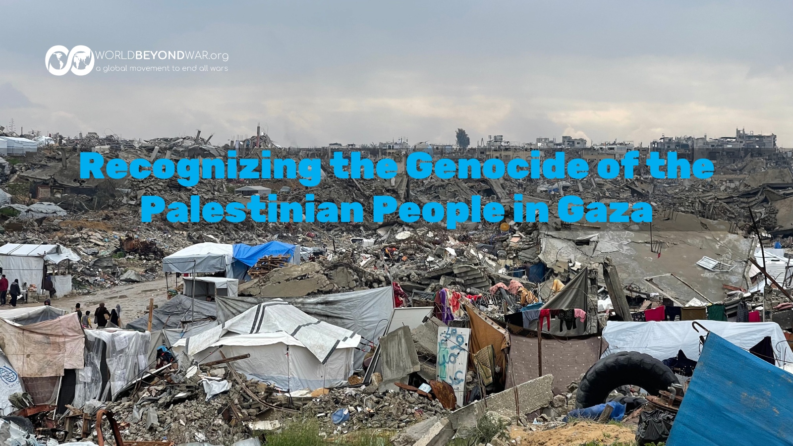 WorldBeyondWar's tweet card. Congresswoman Rashida Tlaib (MI-12), alongside 20 other Members of Congress, introduced H.Res.876 – Recognizing the Genocide of the Palestinian People in Gaza. #WorldBEYONDWar