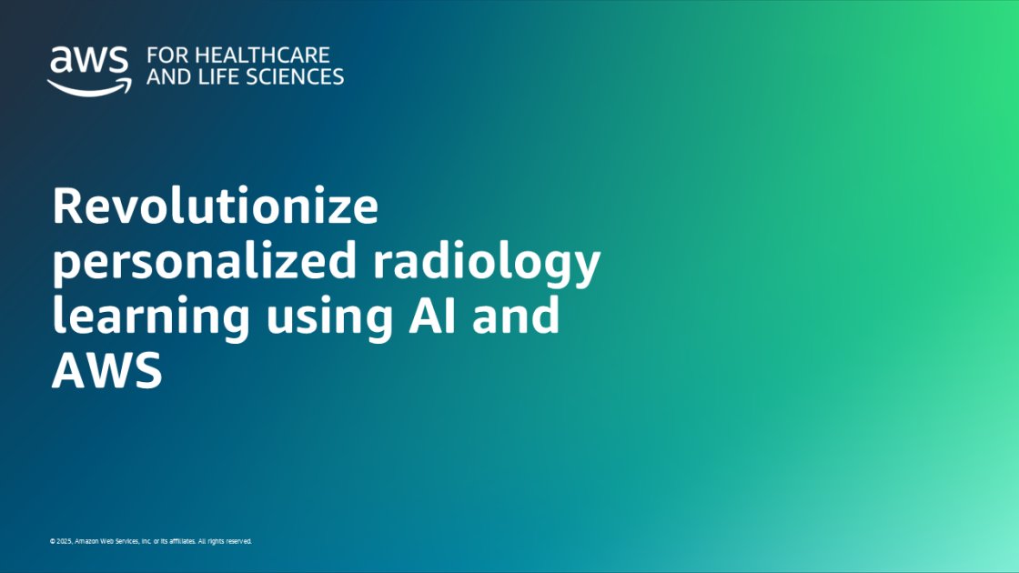 WhatsNewWithAWS's tweet card. Radiology training stands at a crossroads. While imaging volumes surge and diagnostic complexity increases exponentially, the traditional apprenticeship model struggles to deliver comprehensive...