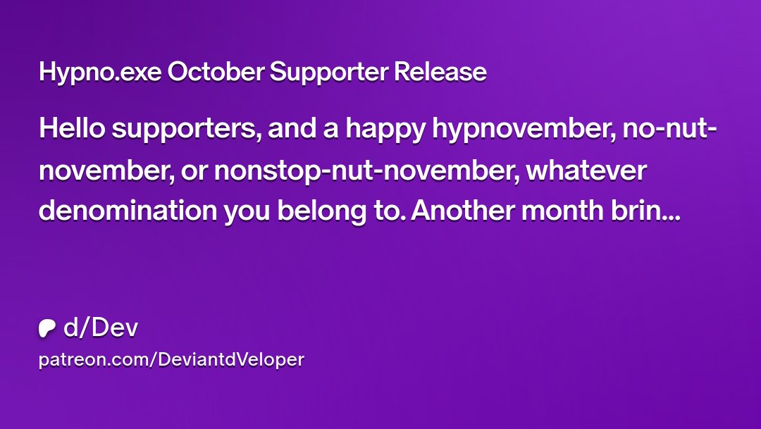 HypnoExe's tweet card. Get more from d/Dev on Patreon