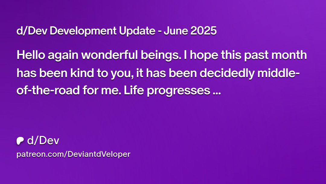 DeviantDveloper's tweet card. Get more from d/Dev on Patreon