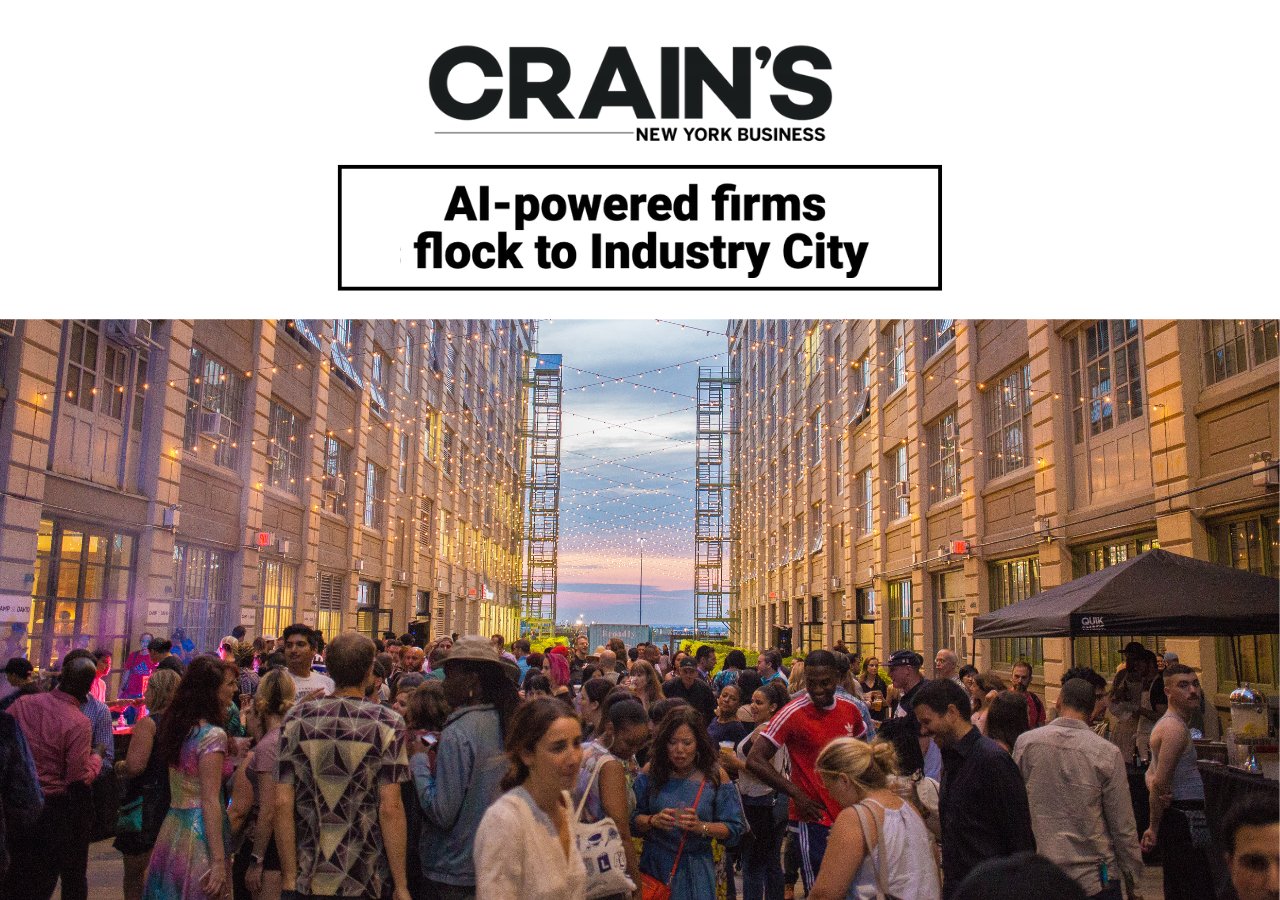 DataVerge's tweet card. AI companies in Brooklyn choose Industry City for scale: campus community, direct fiber, and on-site colocation via DataVerge.