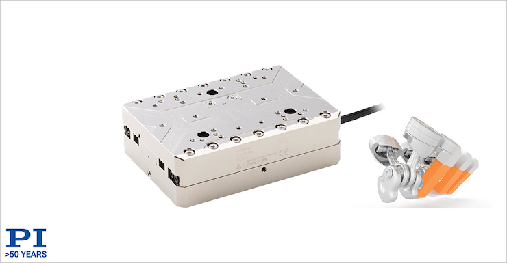 Linear_Motion's tweet card. The new N-332 nanometer-precision linear stage family from PI (Physik Instrumente) is configurable to multi-axis setups of XY, XZ and XYZ, is designed for