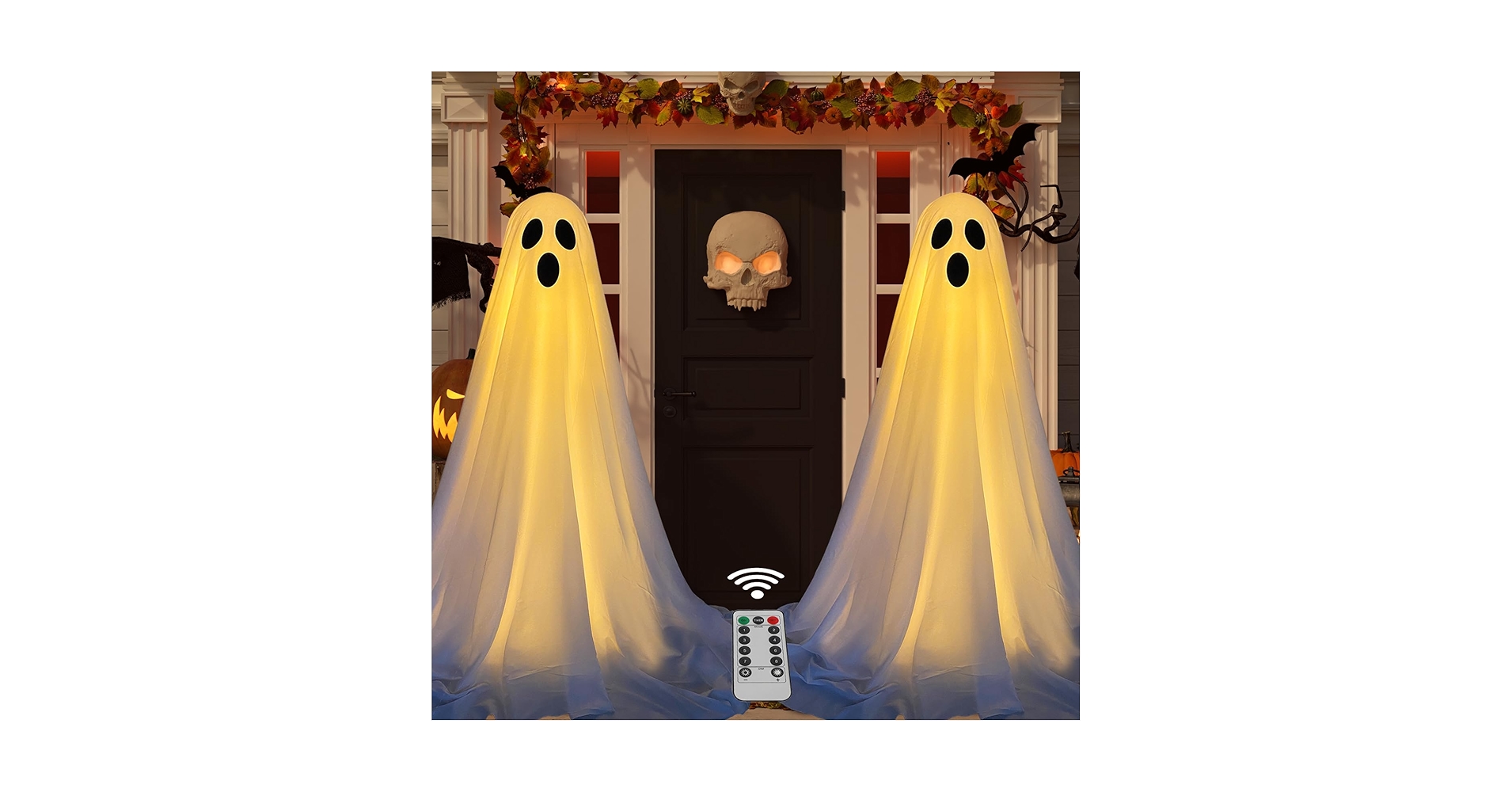 Amazon_Deals420's tweet card. Coloque decoraciones temáticas de Halloween cerca de su entrada para crear un ambiente acogedor y festivo para los invitados y los que hacen truco o trato.