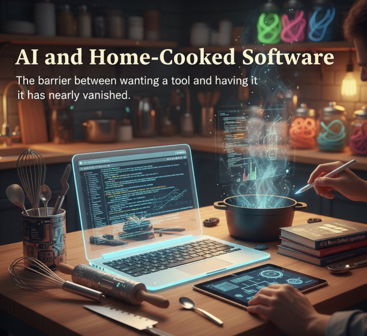 mrkaran_'s tweet card. AI is enabling a new category of personal software. Welcome to the era of home-cooked applications.