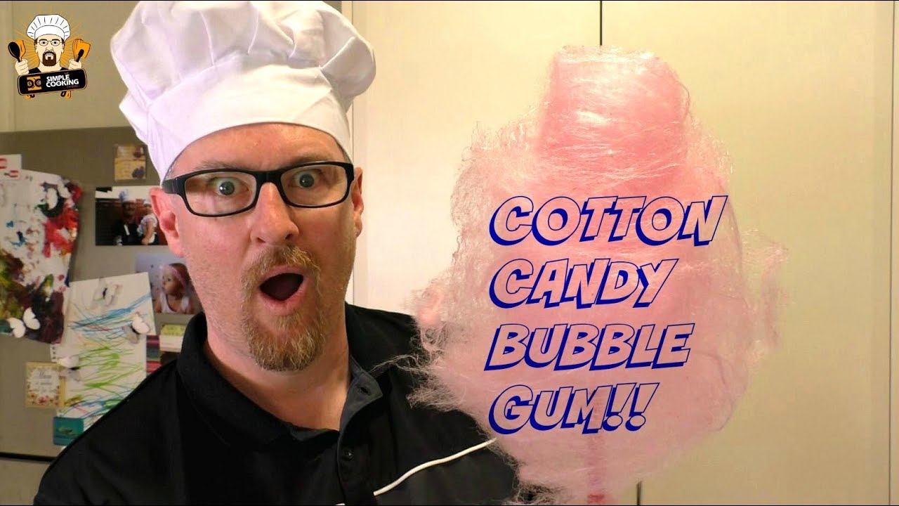 SimpleCookingCh's tweet card. HOMEMADE COTTON CANDY BUBBLE GUM RECIPE