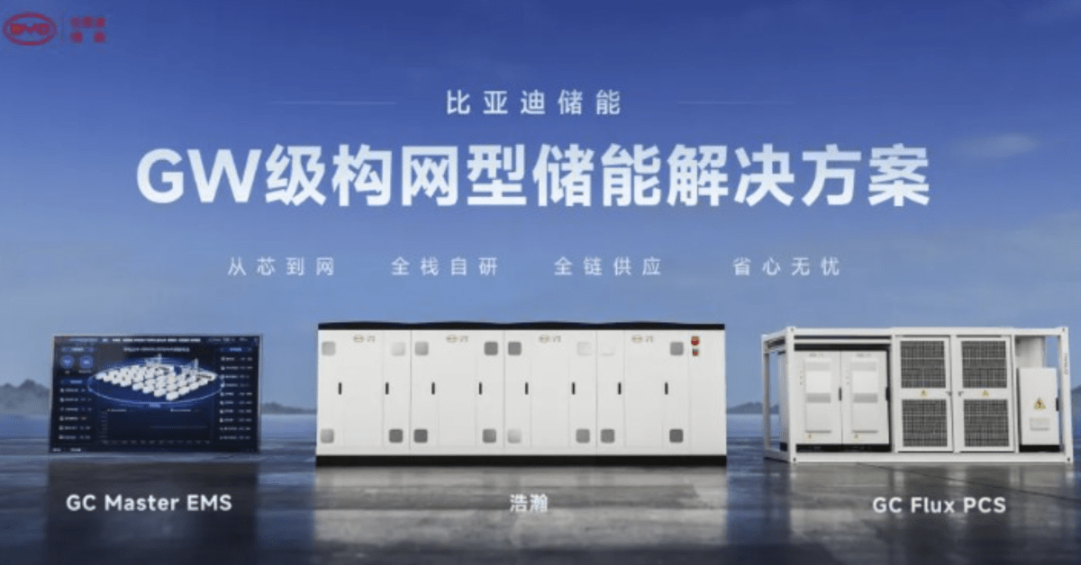ElectrekCo's tweet card. BYD has unveiled a new stationary energy storage system, HaoHan, designed to compete with Tesla’s new Megapack 3, which has...