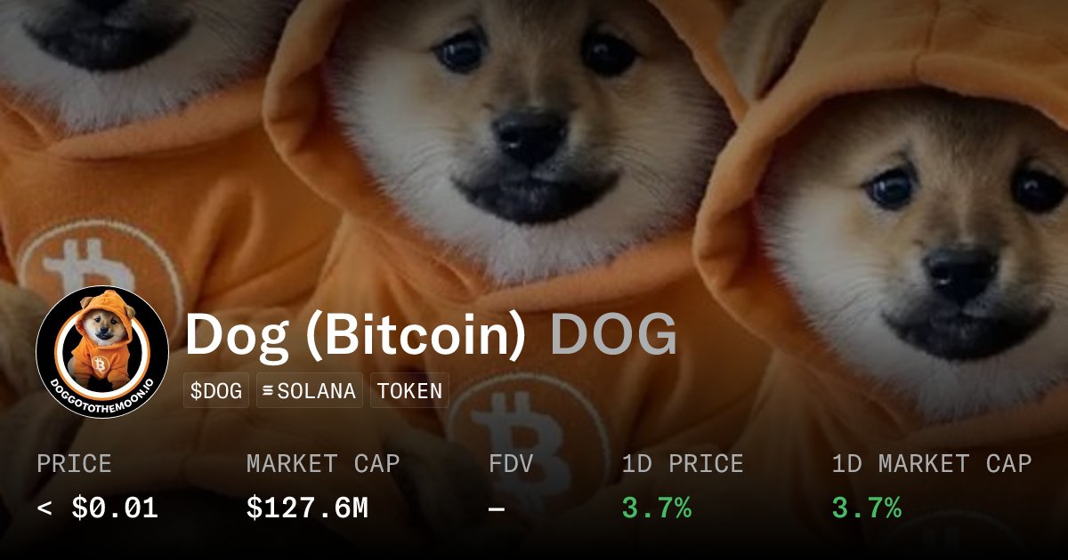 sudharhme's tweet card. View Dog (Bitcoin) (DOG) on Solana. See token data, market activity, contract details, and analytics directly on OpenSea.