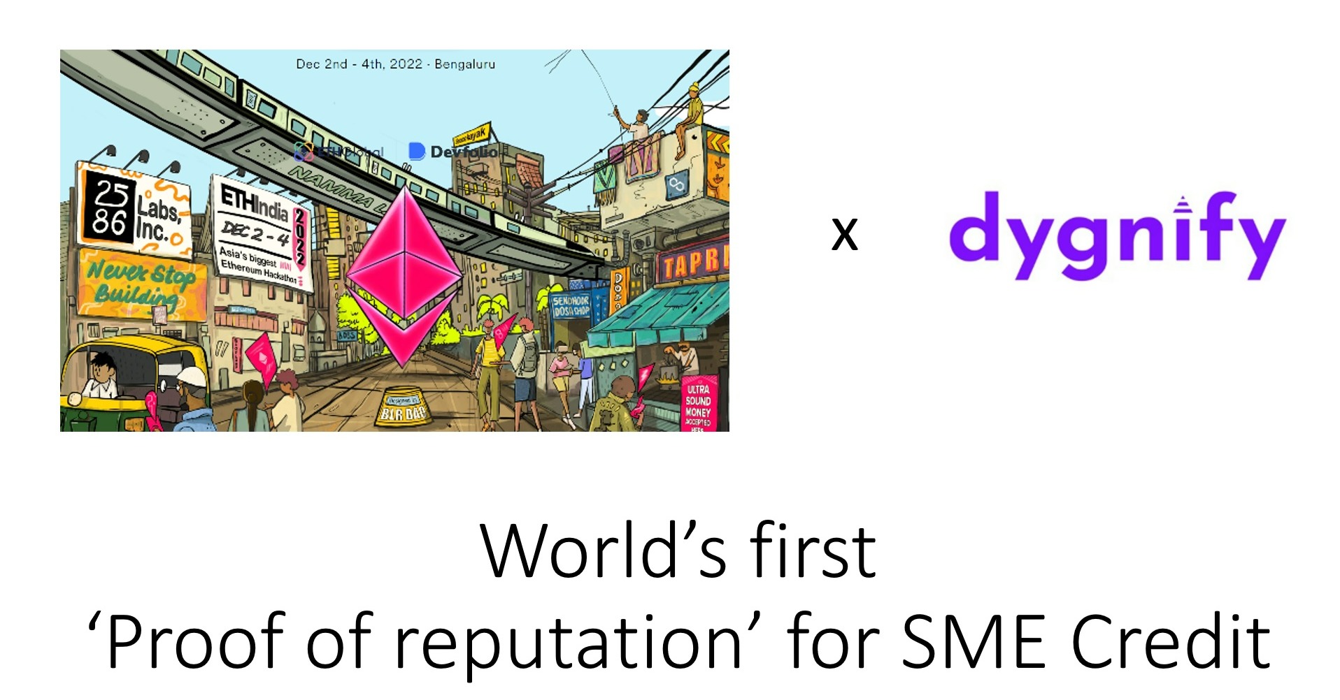 figure_outer's tweet card. World’s first on+off chain smb credit reputation scoring system, which can democratise access to credit for small businesses. This is built on top of our existing Defi protocol Dygnify for SME credit