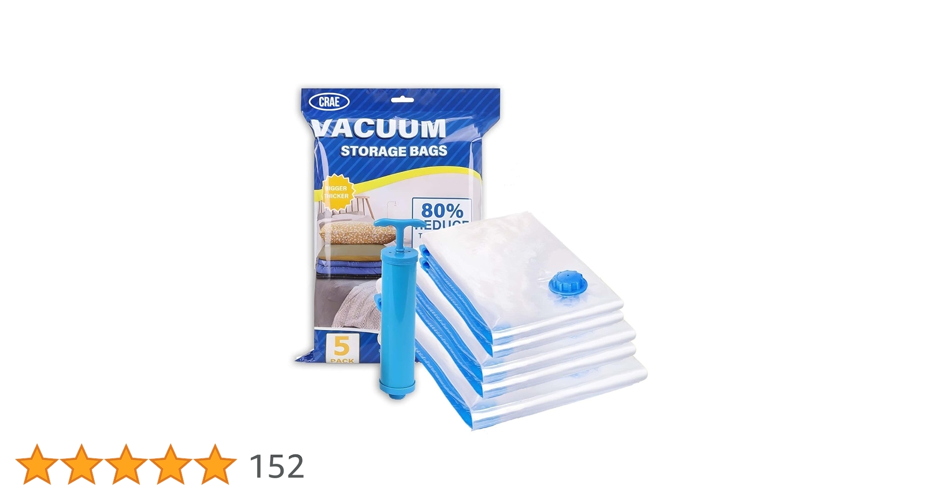 DealsinIND's tweet card. Crae Vacuum Storage Bags for Travel,Space Saver Compression Storage Bags for Packing | Airtight Reusable Ziplock with Hand Pump |(2 PIECE 50X70,2 PIECE 60X80,1 PIECE 80X100,1 HAND PUMP) 5 Piece Set