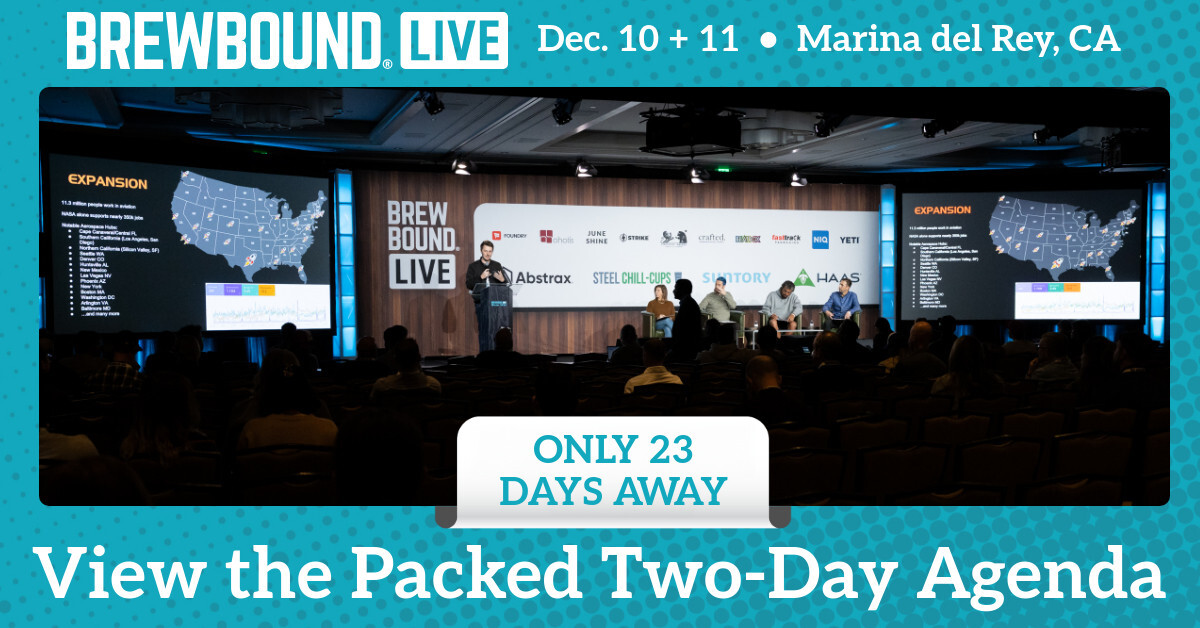 BevNETCraven's tweet card. The full agenda for Brewbound Live 2025, taking place on December 10+11 in L.A., is now available. Beverage-alcohol suppliers, wholesalers, retailers, data providers and advisory firms will provide...