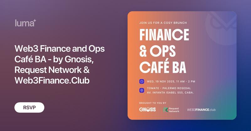 RequestNetwork's tweet card. A cozy brunch by Gnosis, Request Network and the Web3FinanceClub where the people who keep web3 running meet: finance, operations, and reconciliation…