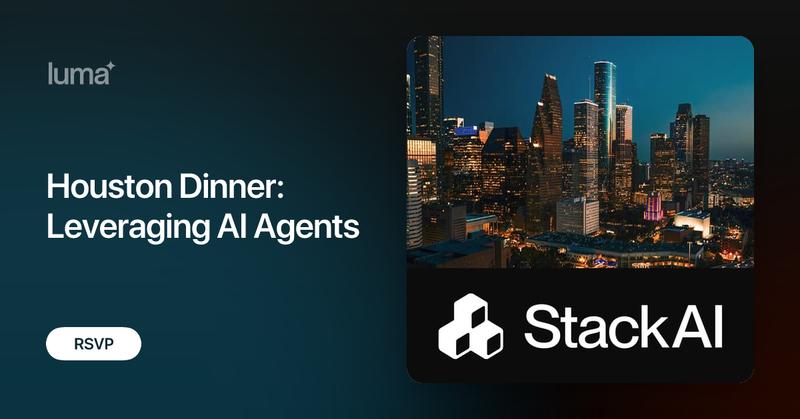StackAI_HQ's tweet card. Leveraging AI Agents Event Overview Join Stack AI for an exclusive dinner with technology leaders to discover how top companies leverage AI Agents securely…