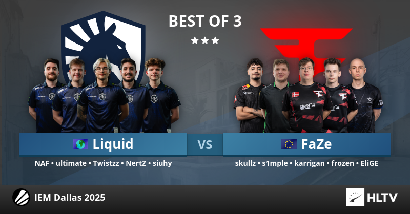 davidchen10's tweet card. Liquid vs FaZe at IEM Dallas 2025