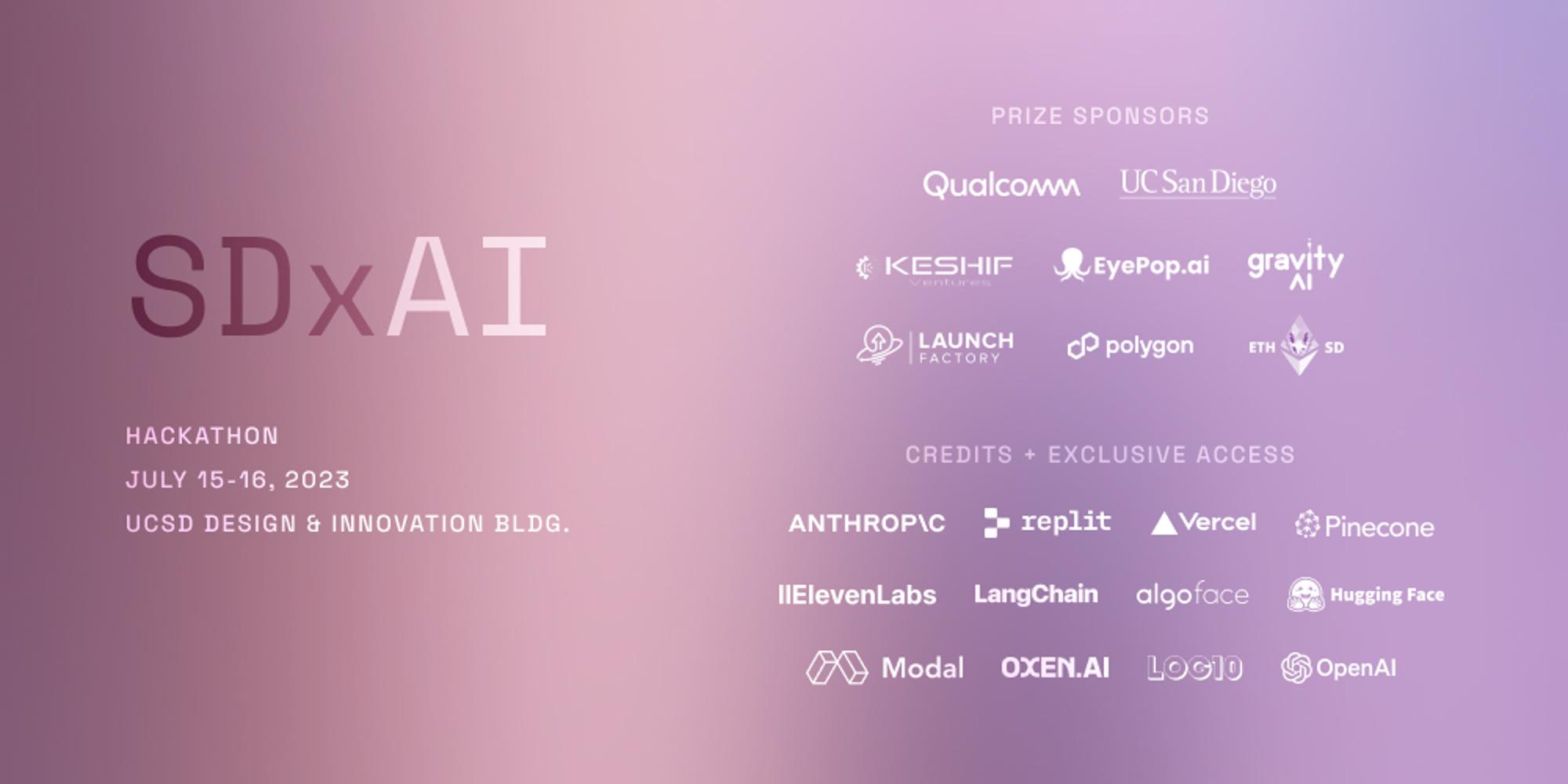 SDxCommunity's tweet card. SDxAI23 Hackathon SDx - the next-gen startup ecosystem for builders in San Diego - is hosting its inaugural event this summer focused on Generative Artificial…