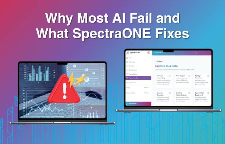 spectraone_'s tweet card. Discover how SpectraONE transforms AI for real-world supply chains, enabling quick decisions and effective problem-solving without the hassle.