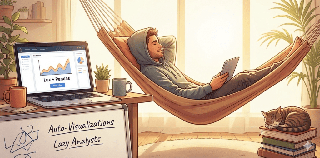 dataclaudius's tweet card. Why write 10 lines of matplotlib code when Lux can show you what you need in one click?