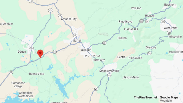 ThePineTree's tweet card. Ione, CA…Traffic Update….Overturned Semi-Trailer & Gravel Spill Near Sr104 / Sr88 Incident: 0072 Type: Trfc Collision-No Inj Location: Sr104 / Sr88 Loc Desc: JNO Lat/Lon: 38.330046…
