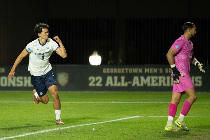 Georgetown's tweet card. WASHINGTON - The seventh-seeded Georgetown University men's soccer team defeated the University of Central Florida Knights 2-0 in the second round of the NCAA Championship on Sunday evening at Shaw...