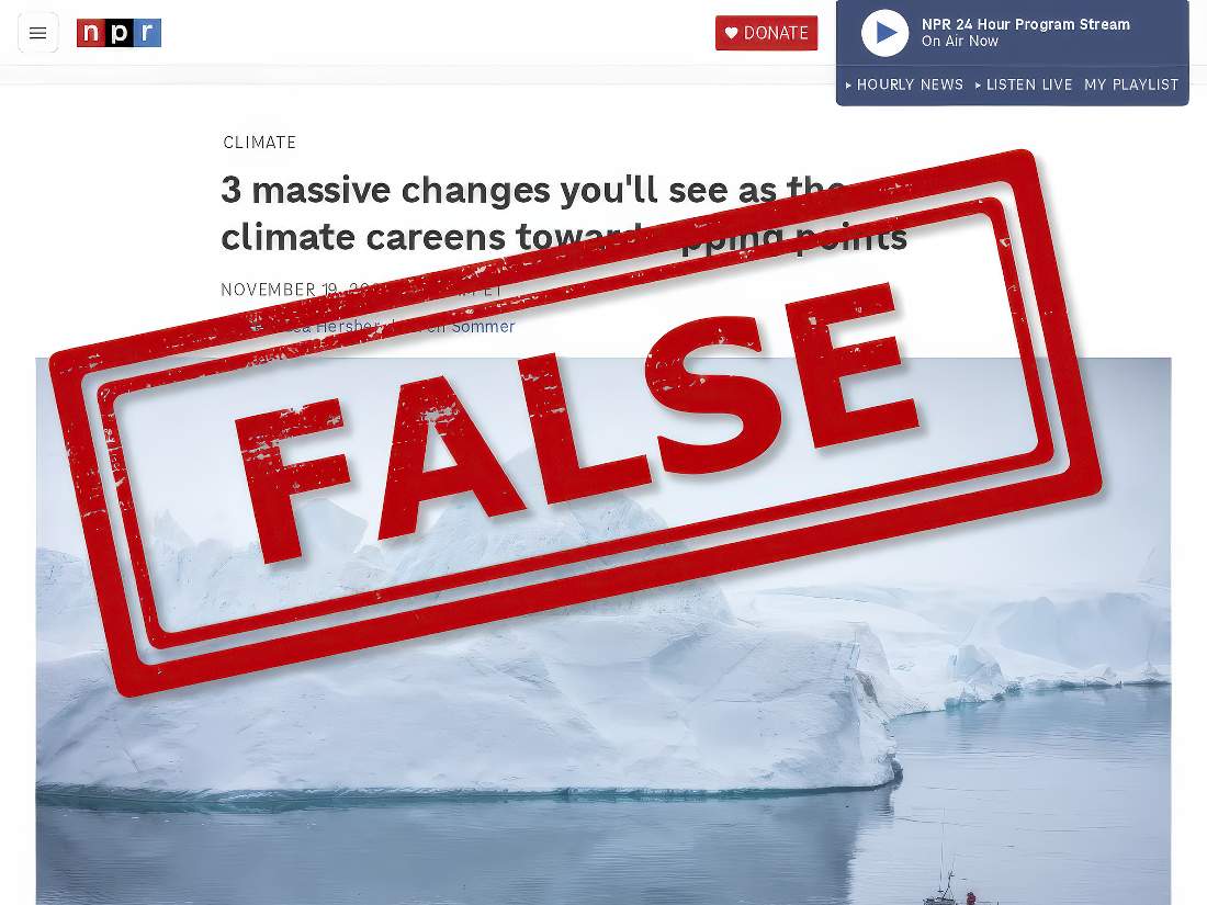 Steeple1048's tweet card. NPR falsely warns that Greenland ice, coral reefs, and permafrost face climate 'tipping points'; these claims are activism disguised as reporting.