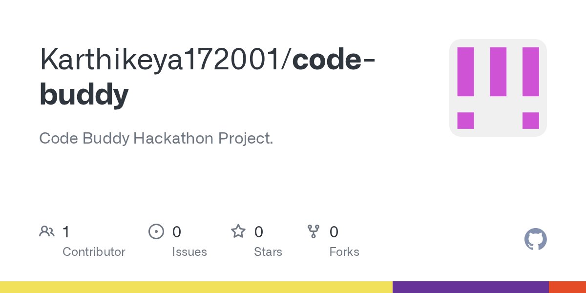 karthikeya_go's tweet card. Code Buddy Hackathon Project. Contribute to Karthikeya172001/code-buddy development by creating an account on GitHub.