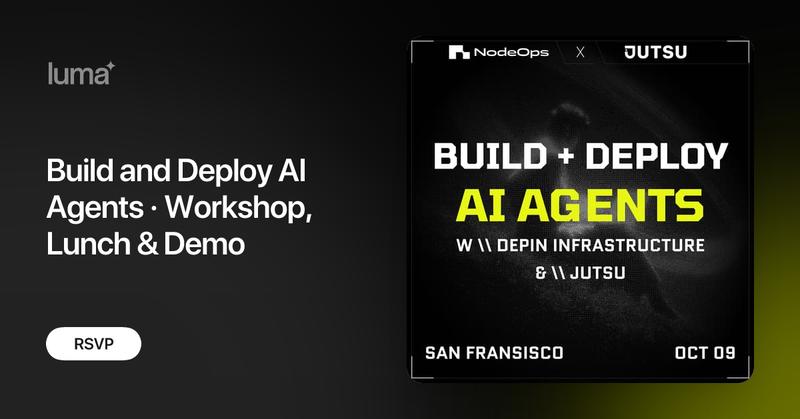Goldrichie14's tweet card. Hosted by NodeOps and Jutsu.ai Join us for an in-depth workshop and discussion on taking AI agents from prototype to production. We'll explore how Jutsu's AI…