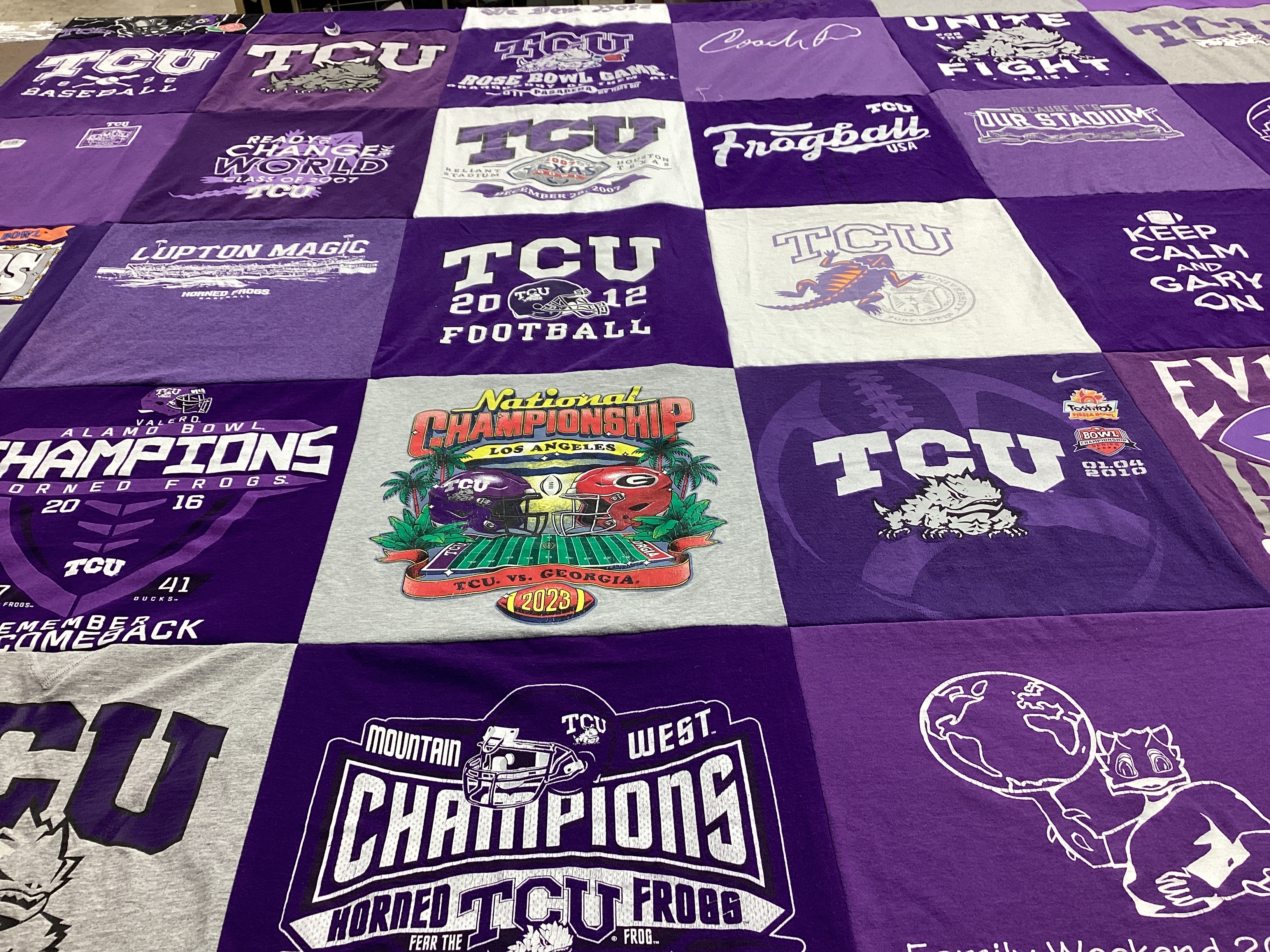 ProjectRepat's tweet card. Custom Project Repat t-shirt quilt featuring shirts from texas christian university.