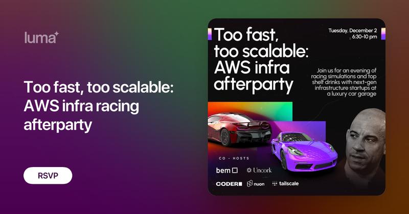 nuoninc's tweet card. Join us for an evening of racing simulations and top shelf-drinks with next-gen infrastructure startups at a luxury car garage just down the street from the…