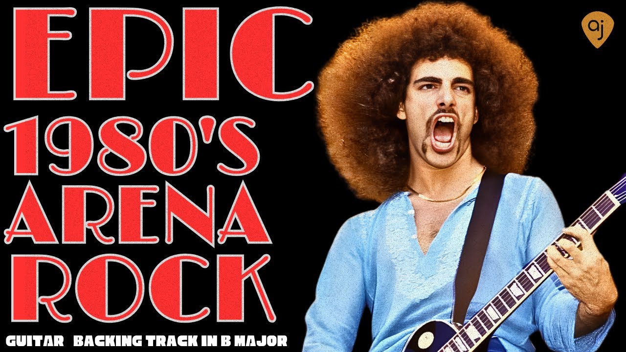 PentatonicWay's tweet card. Epic 1980's Arena Rock Guitar Backing Track in B Major