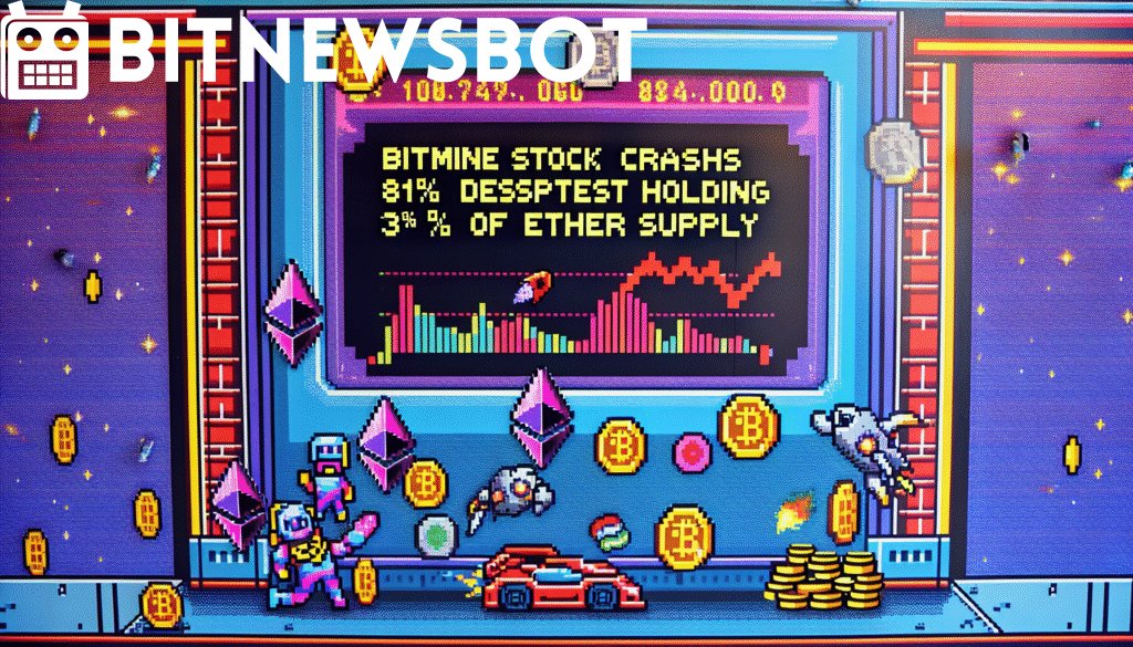 bitnewsbot's tweet card. BitMine Immersion Technologies has acquired a substantial portion of ether (ETH), the second-largest cryptocurrency, yet its stock has sharply declined. The