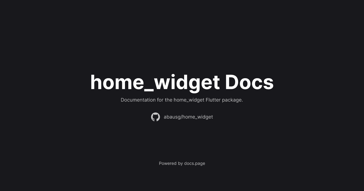 ABausG's tweet card. Documentation for the home_widget Flutter package.