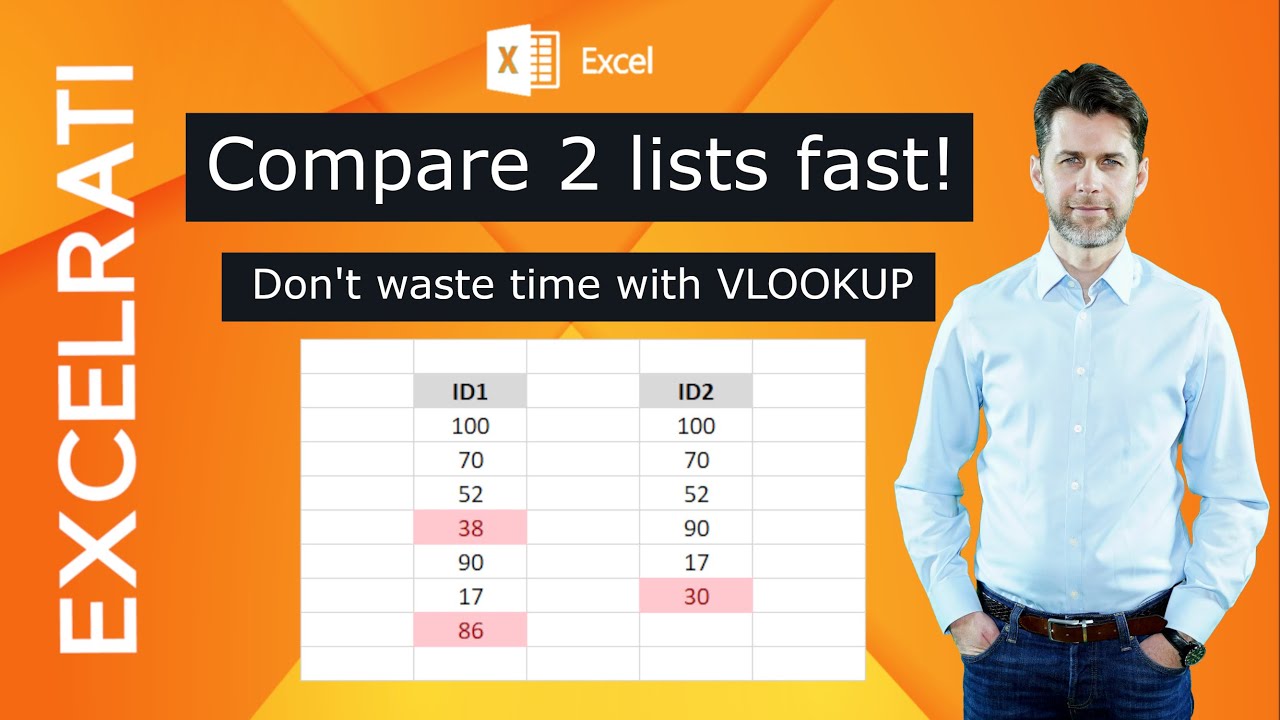excelrati's tweet card. Compare 2 Lists in Excel | Fastest Way!!