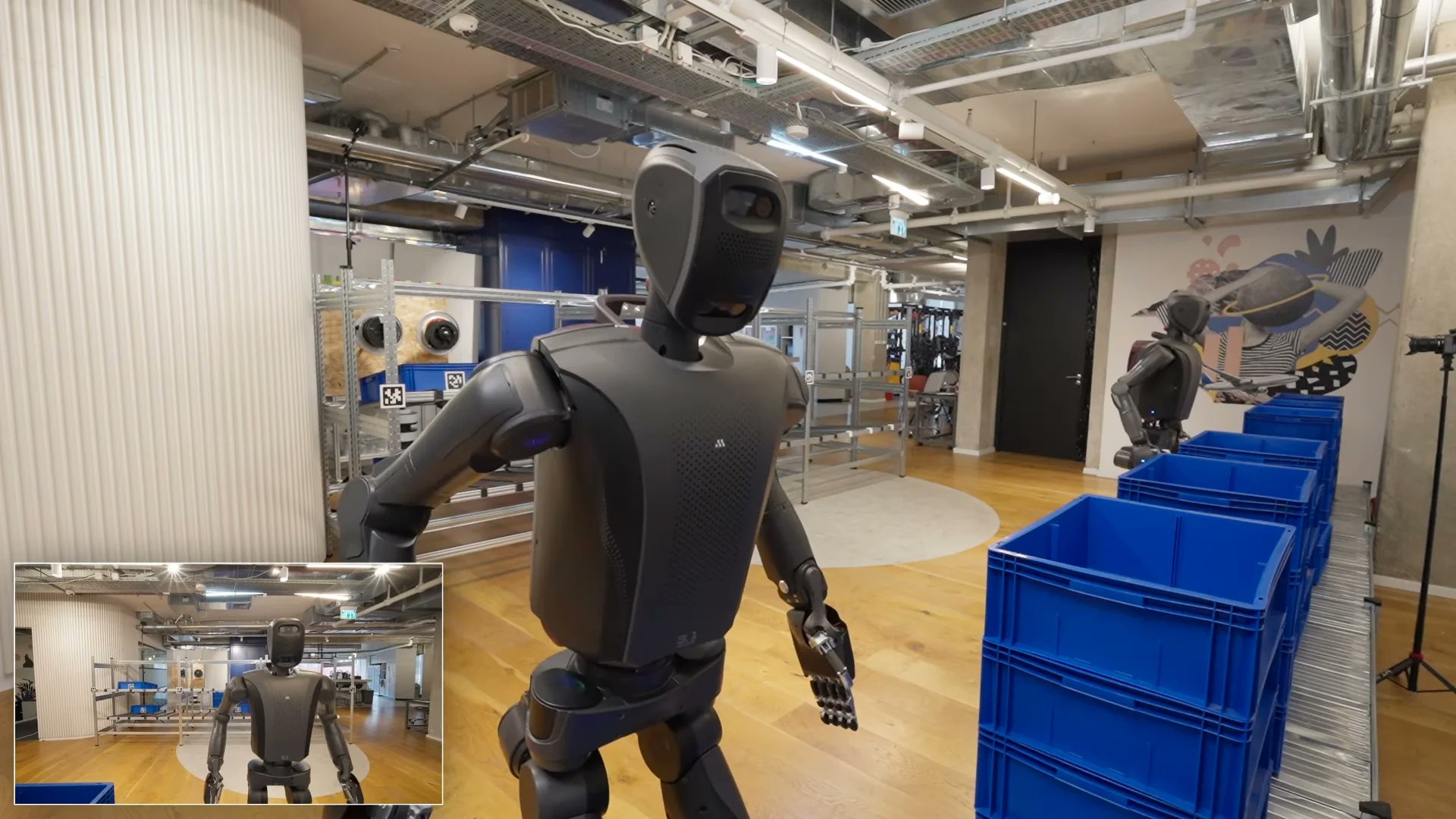 humanoidsdaily's tweet card. The Israeli robotics firm releases unedited footage of two V3 MenteeBots performing continuous logistics tasks, signaling a push toward reliable industrial automation.