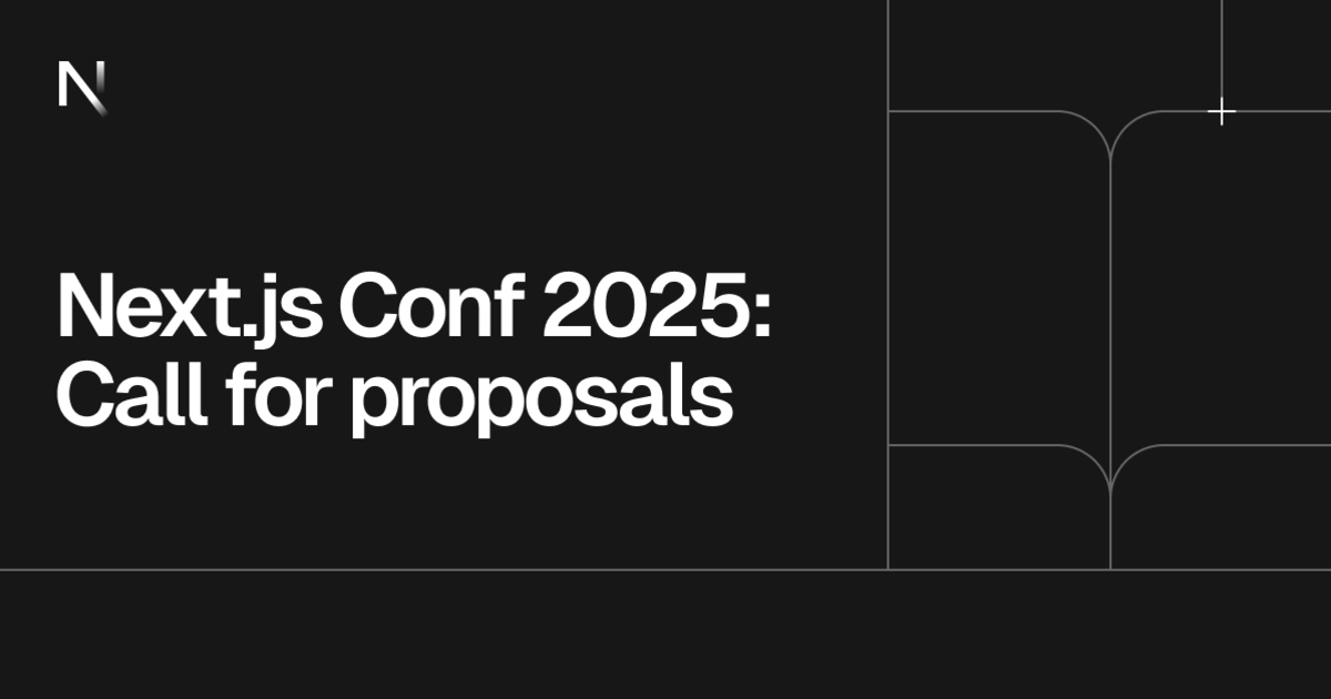 nextjs's tweet card. Next.js Conf returns to San Francisco this October and call for proposals are now open.