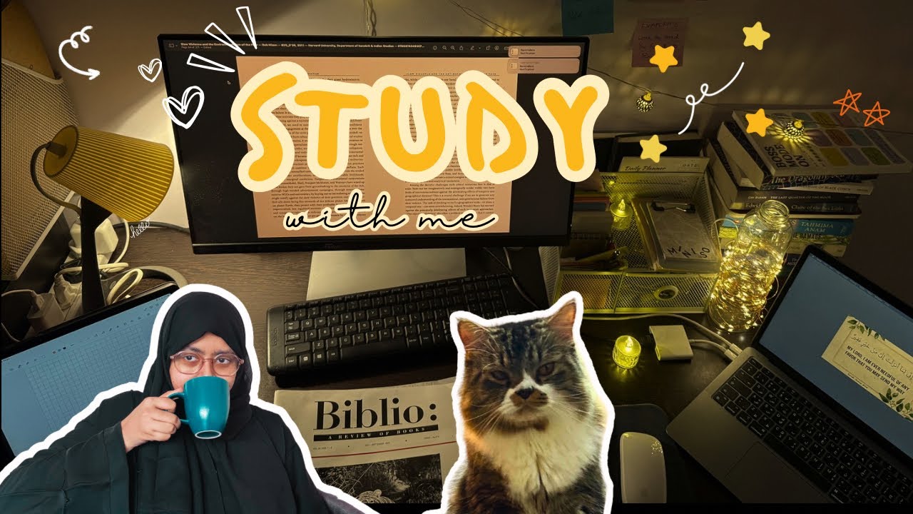 PhDLifePro's tweet card. 🔴 Pomodoro Study With Me (50/10 Timer) | Calm Fireplace Ambience |...