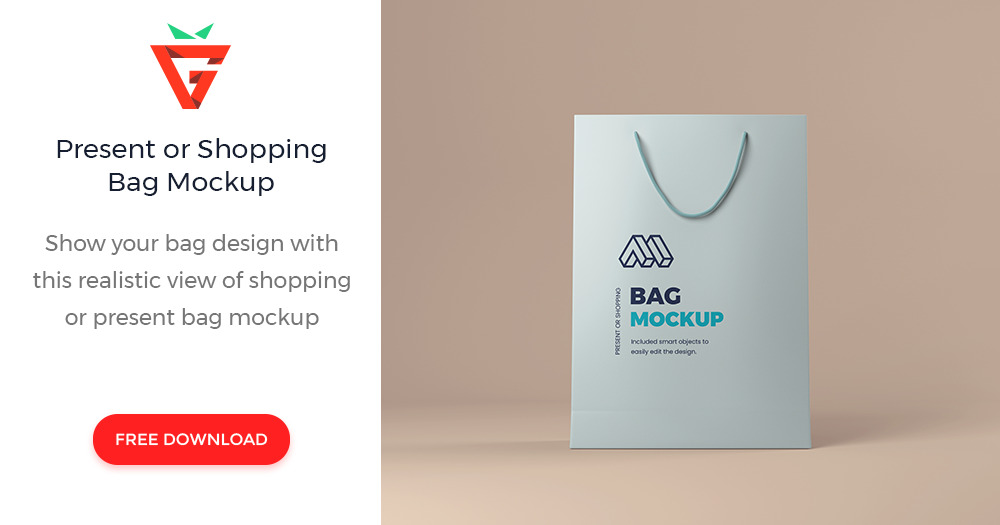 GraphBerry's tweet card. Show your bag design or compny logo with this realistic view of shopping or gift bag mockup. This PSD mockup will look great on any type of design. Design can be replaced with a smart object....