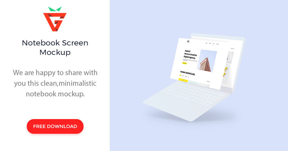 GraphBerry's tweet card. We are happy to share with you this clean, minimalistic notebook mockup with an extended screen. You can use this mockup for presentation, showcase, or other types of design. It comes in a PSD file...