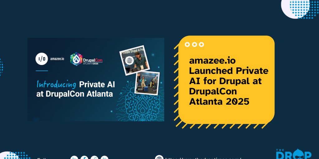 thedroptimes's tweet card. amazee.io announced the launch of its open-source Private AI provider for Drupal at DrupalCon Atlanta 2025. Developed with FreelyGive, the new solution offers secure AI integration, data privacy...