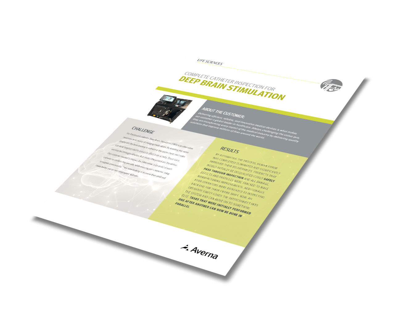 avernatech's tweet card. Vision inspection is the number 1 way to avoid defects, which is key in medical. See how our flexible system inspects variations of catheters used to support patients with Parkison’s!