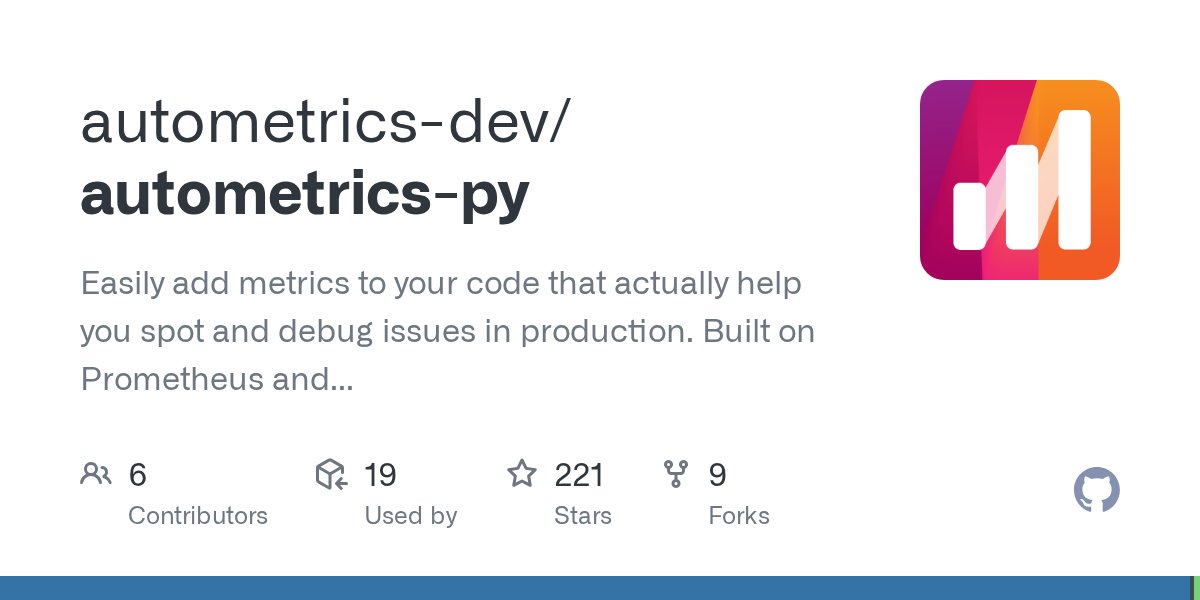 mies's tweet card. Easily add metrics to your code that actually help you spot and debug issues in production. Built on Prometheus and OpenTelemetry. - autometrics-dev/autometrics-py