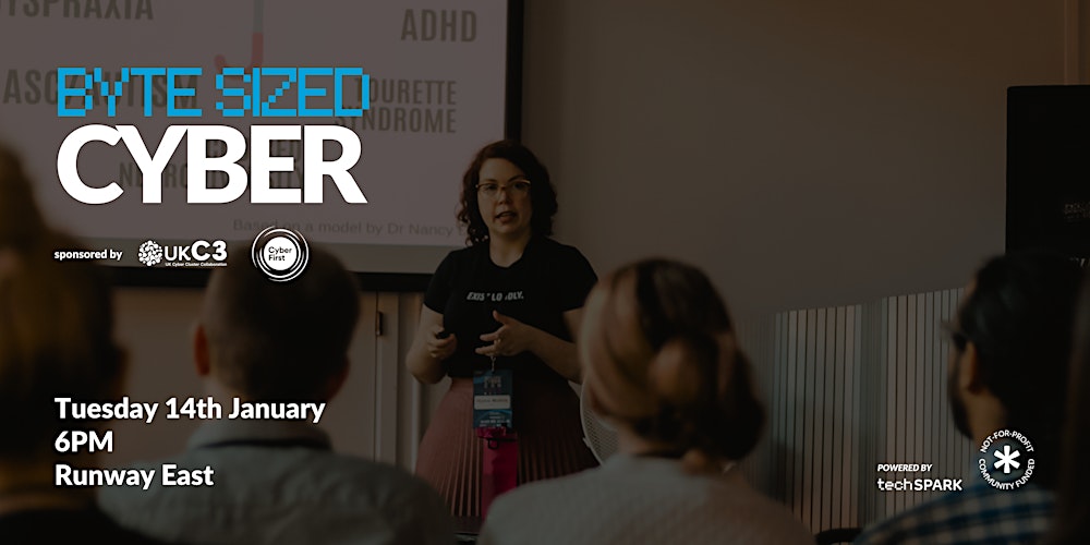 techSPARKuk's tweet card. We're in BRISTOL for Byte Sized Cyber. Join us for some great networking and fascinating content.