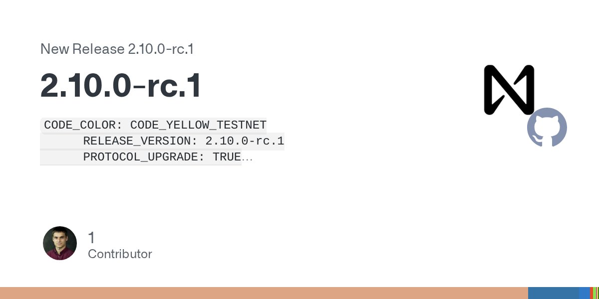 NEARChainStatus's tweet card. CODE_COLOR: CODE_YELLOW_TESTNET RELEASE_VERSION: 2.10.0-rc.1 PROTOCOL_UPGRADE: TRUE DATABASE_UPGRADE: TRUE SECURITY_UPGRADE: FALSE Protocol Changes Introducing deterministic account IDs: Account ...