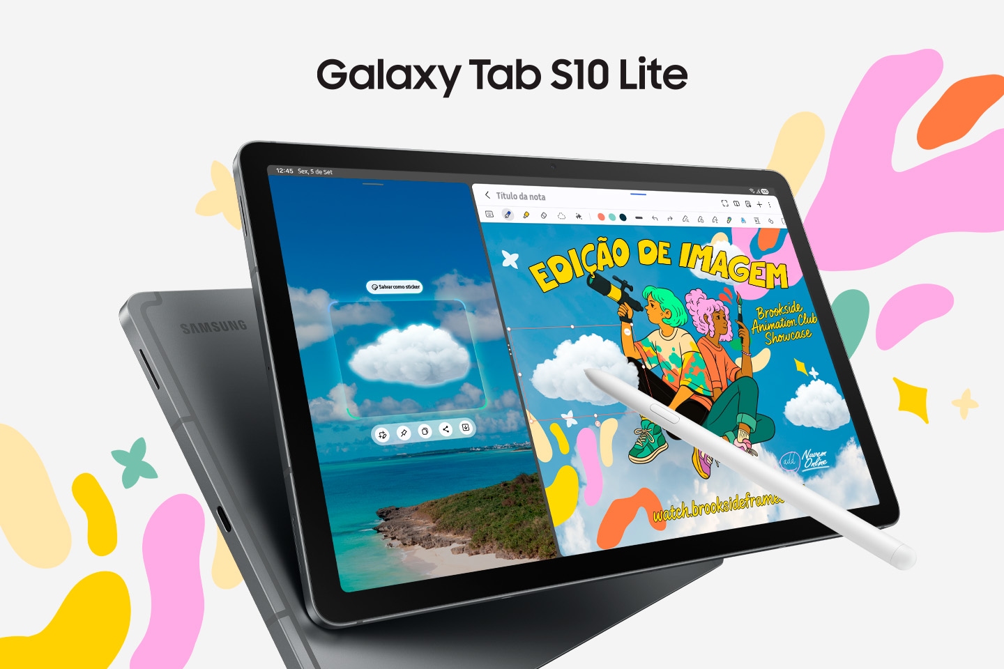 renda_Geek's tweet card. Galaxy Tab S10 Lite 256 GB em promoção Black November: 34% off, até 18x sem juros e S Pen inclusa. Ideal para estudos e produtividade.