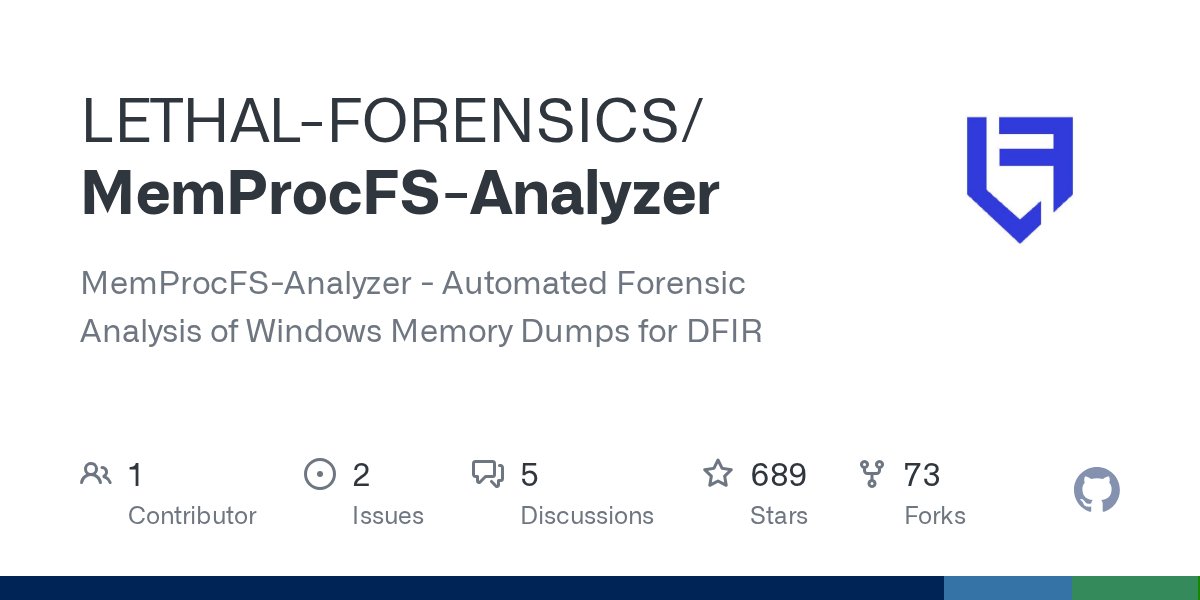 Evild3ad79's tweet card. MemProcFS-Analyzer - Automated Forensic Analysis of Windows Memory Dumps for DFIR - LETHAL-FORENSICS/MemProcFS-Analyzer