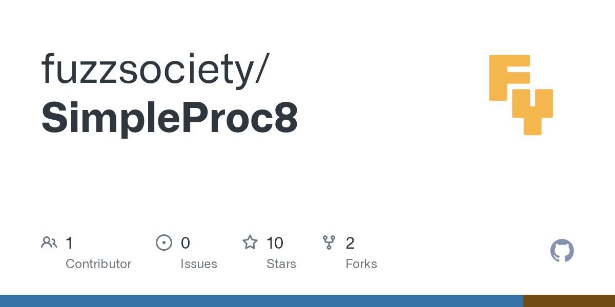 jeppojeps's tweet card. Contribute to fuzzsociety/SimpleProc8 development by creating an account on GitHub.