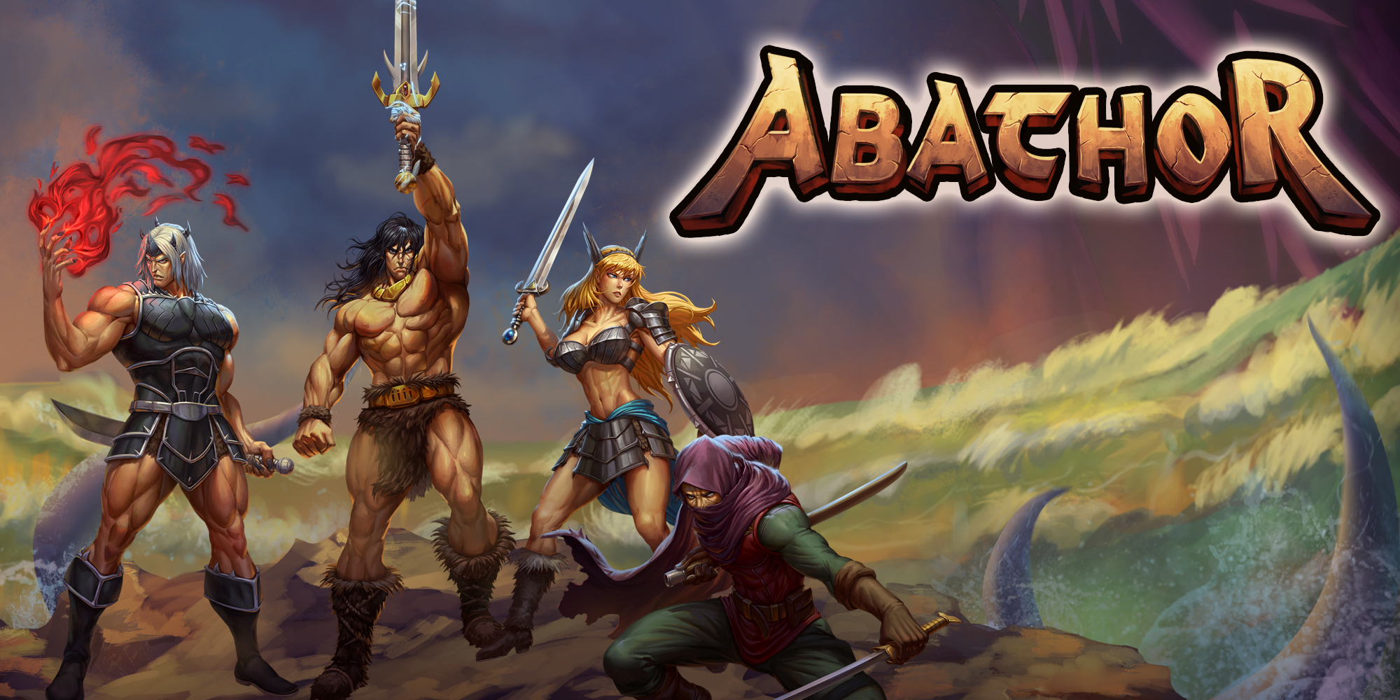 IndieAnalogue's tweet card. Abathor is a 2D arcade action platformer for up to 4 players.