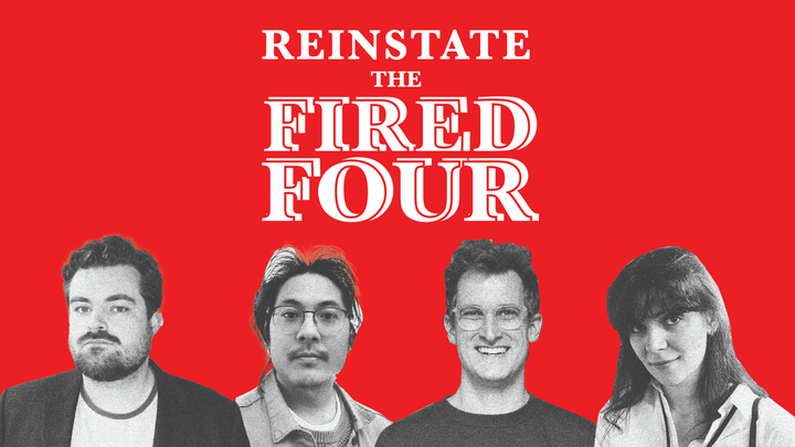 nyguild's tweet card. On November 5, 2025, Conde Nast management illegally fired four union l… Louryn Strampe needs your support for Support the Fired Four: Alma, Ben, Jake, Jasper