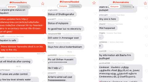 IndianExpress's tweet card. Chennai Rains: FireChat, which is available on iOS and Android, uses ‘peer to peer mesh networking’, connects phones directly with one another
