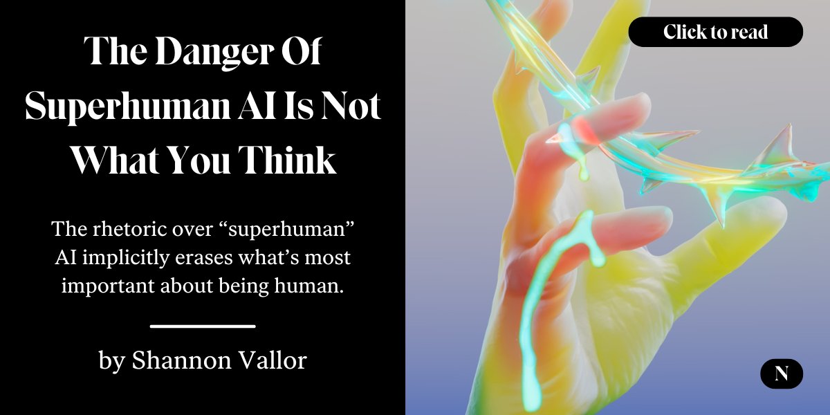 pash22's tweet card. The rhetoric over “superhuman” AI implicitly erases what’s most important about being human.